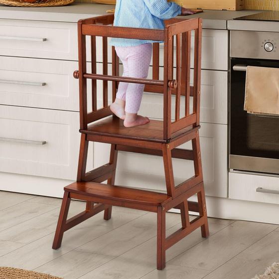 Imagem de Espreguiçadeira de cozinha COSYLAND Kids Toddler Standing Tower Brown