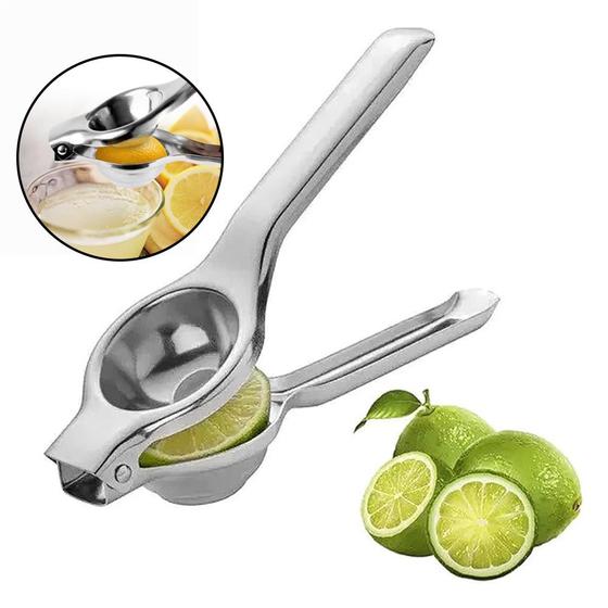 Imagem de Espremedor Amassador Manual de Limão Laranja Suco Frutas Luxo Aço Inox Alumínio 21cm Super Prático Para Casa e Cozinha