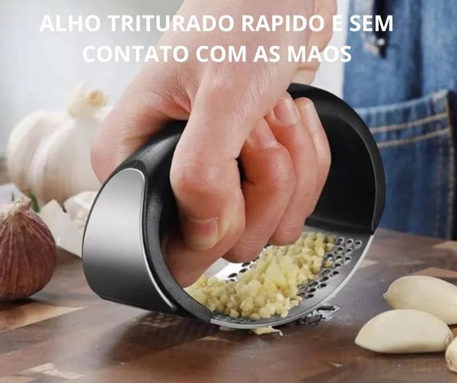 Imagem de Espremedor Amassador Triturador De Alho Manual Cozinha Inox