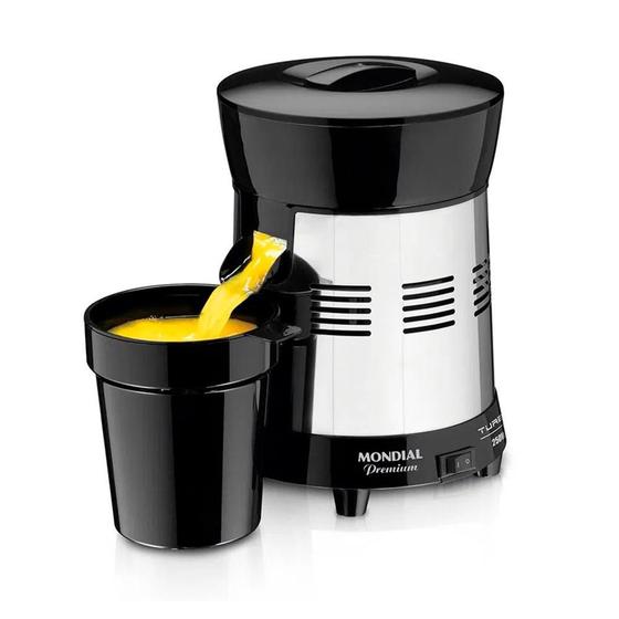 Imagem de Espremedor de Frutas Mondial E-10 Turbo Com Cone Extra e 250W Preto e Inox