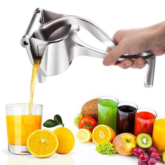 Imagem de Espremedor De Sucos Manual Laranja Limão Com Bico Frutas Suco Natural Multiuso Juicer Fruta Aço Inox Cozinha