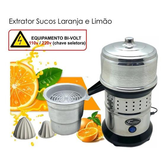 Imagem de Espremedor Extrator Industrial De Sucos Laranja Limão Frutas Inox Copo 1 Litro 500W Bivolt
