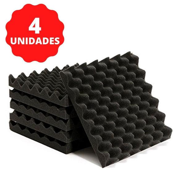 Espuma Acústica 50cm X 50cm X 2cm Ondulada Kit Com 4 Placas Menor preço em Espuma Acústica 50cm X 50cm X 2cm Ondulada Kit Com 4 Placas