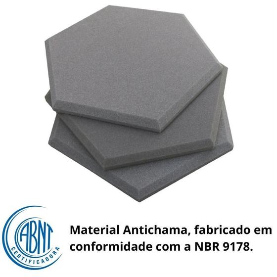 Imagem de Espuma Acustica Hexagonal Anti Ruido 30X2Cm Kit Com 4 Placas