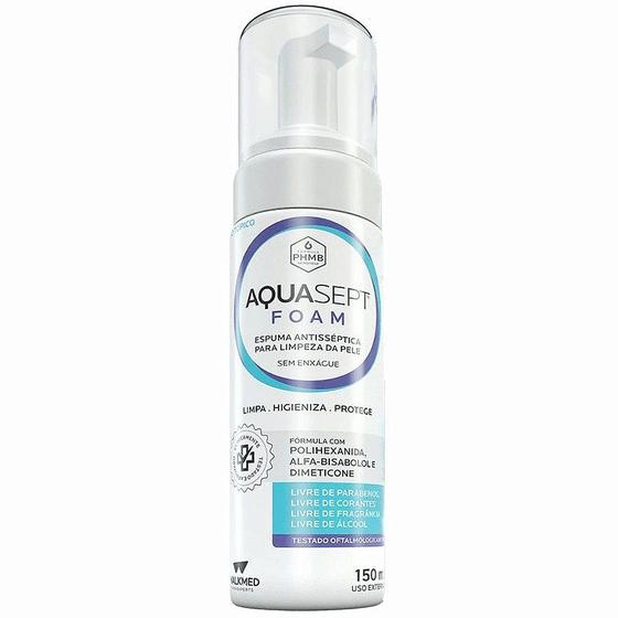 Imagem de Espuma Antisséptica Aquasept Foa Phmb 0,2% 150ml Sem Enxague Walkmed