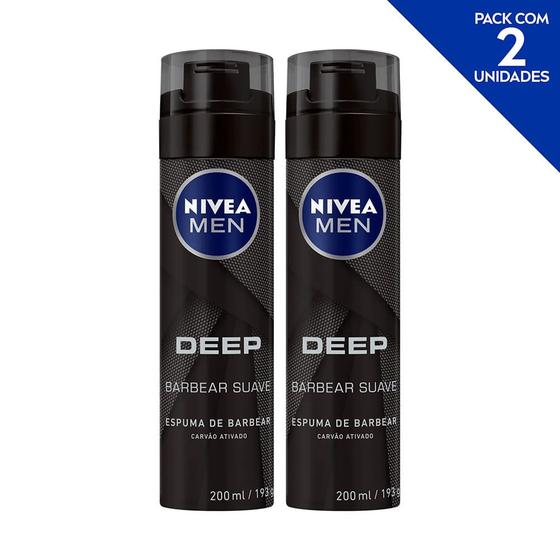 Imagem de Espuma de Barbear NIVEA Men Deep Black 200ml - 2 unidades