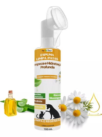 Imagem de Espuma Limpa Patas Cães E Gatos Hidratante - Vitamina B e E  150 ml