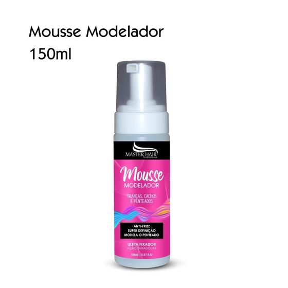 espuma Mousse Modelador Tranças Cachos e Penteados 150ml - Master Hair Profissional