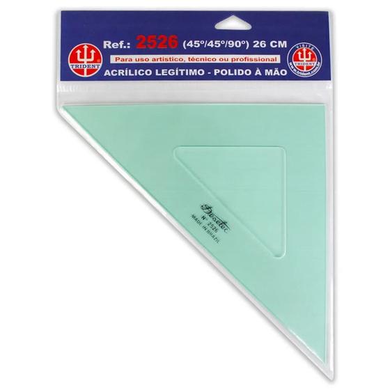 Imagem de Esquadro Acrilico Desetec sem Escalas 26cm (45 45 90) - Trident