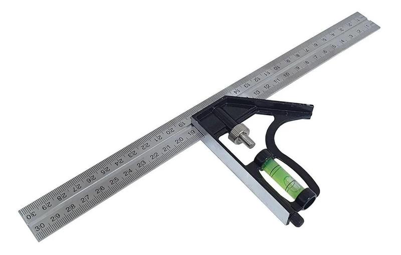 Imagem de Esquadro Combinado Com Nível Régua 300Mm Inox Com Riscador