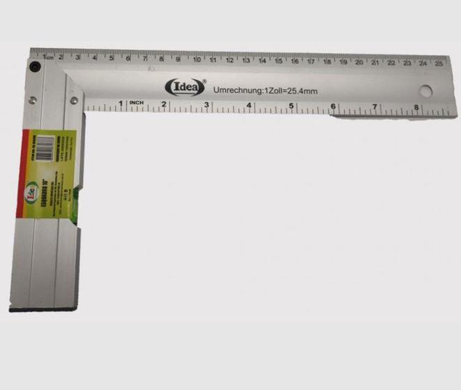 Imagem de Esquadro de Alumínio 25 cm. Reforçado com Nível ID-8438E Idea
