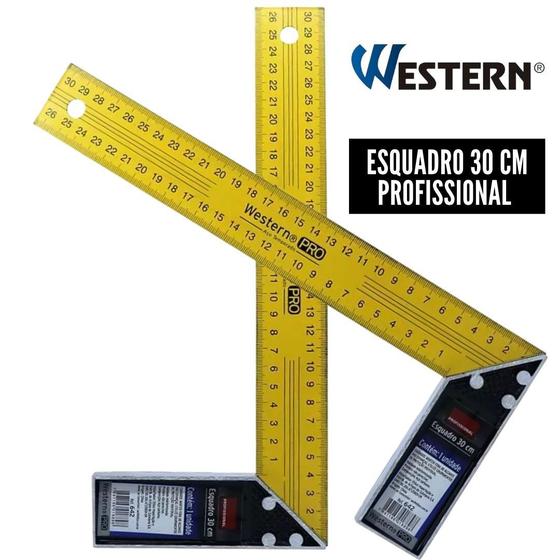 Imagem de Esquadro Metálico 12 Pol 30cm Multi Marceneiro Aço Western