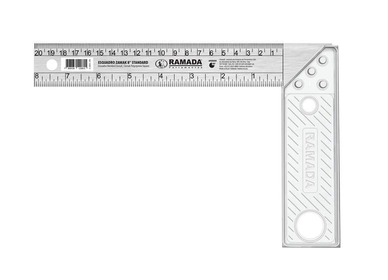 Imagem de Esquadro Ramada Cabo Metal 30cm 12" Zamak Standard 12121-E