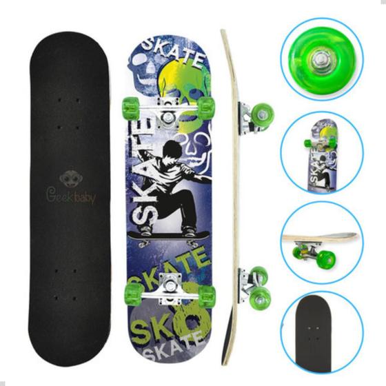 Imagem de Esqueite Skateboard Infantil Madeira 70kg SK8 Menino Menina