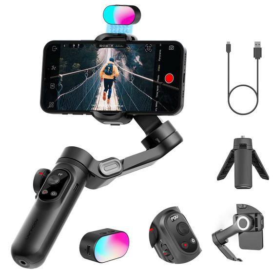 Imagem de Estabilizador de Cardan Profissional AOCHUAN XPRO - 3 Eixos, RGB, OLED, Rastreamento Facial, para Smartphones Android e iPhone