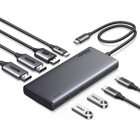 Imagem de Estação de ancoragem USB C UGREEN 8 em 1 com monitor duplo 4K