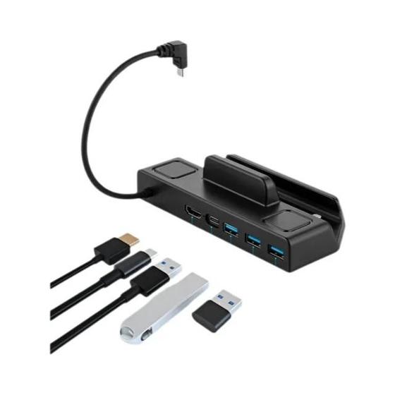 Imagem de Estação de Encaixe para Deck de Vapor com USB-C para RJ45 Ethernet 4K 60Hz - Suporte para Hub