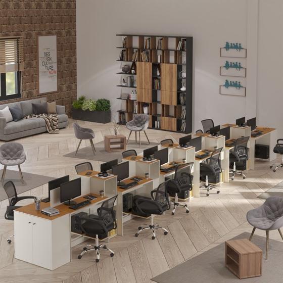 Imagem de Estação de Trabalho 12 Lugares Office Smart 12 Mesas 10 Armários 2 Aparador