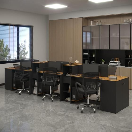 Imagem de Estação de Trabalho 6 Lugares Smart Office 6 Mesas 4 Armários 2 Aparadores