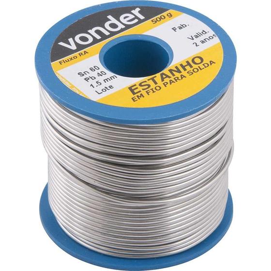 Imagem de Estanho em fio com fluxo 1,5 mm 60 x 40 com 500g Vonder
