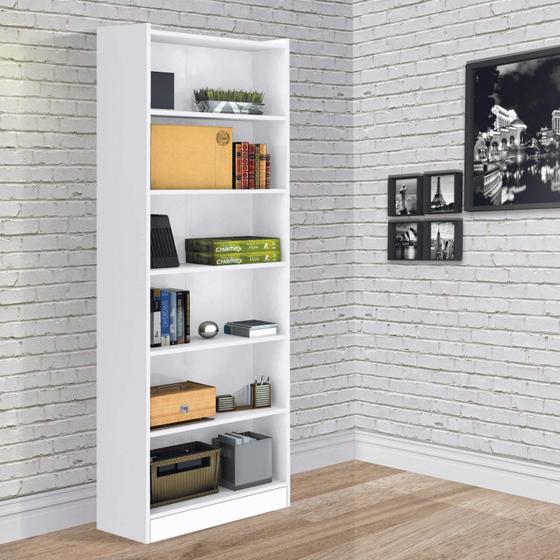 Estante 5 prateleiras Moderno Multiuso Zanzini Branco Artico Menor preço em Estante 5 prateleiras Moderno Multiuso Zanzini Branco Artico