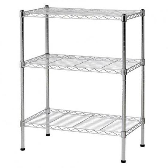 Imagem de Estante Aço 3 Prateleiras Cromada 90 Cm com forros