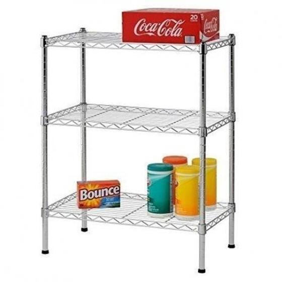 Estante Aço 3 Prateleiras Cromada Aramada 90 Cm Menor preço em Estante Aço 3 Prateleiras Cromada Aramada 90 Cm