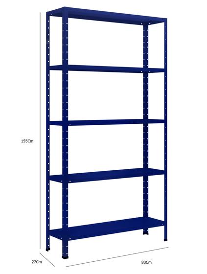 Imagem de Estante Aço 5 Prat. Bipartida 155x80x27 Azul Del Rey 10090