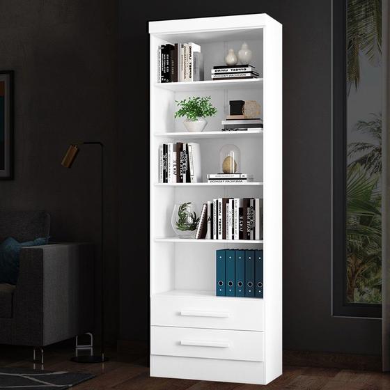 Estante Armário Livreiro com 5 Prateleiras 2 Gavetas Qmovi - Branco (3420.5) Menor preço em Estante Armário Livreiro com 5 Prateleiras 2 Gavetas Qmovi - Branco (3420.5)