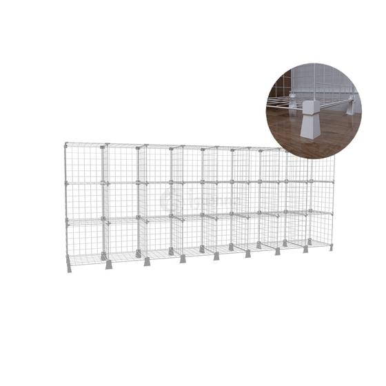 Imagem de Estante Balcão Expositor Aramado 24 Nichos Horizontal Branco Organizador de Loja Roupas