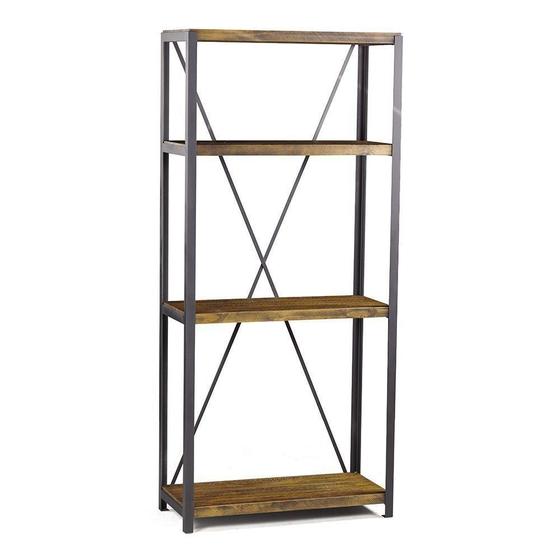 Imagem de Estante Baviera com 3 Prateleiras Grafite/Rustic Brown - Gran Belo 