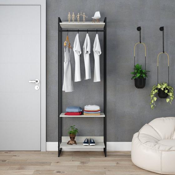 Imagem de Estante Closet Arara Industrial 3 Prateleiras 187x60cm Dynamica Yescasa