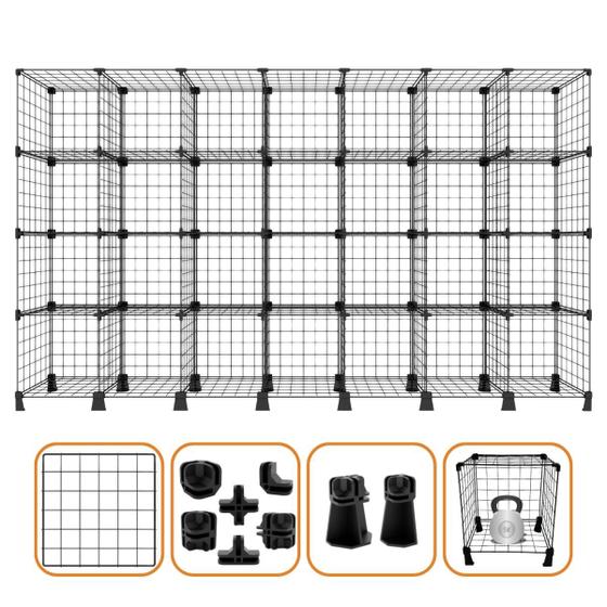 Imagem de Estante de Aço Aramado Organizador 28 Nicho Casa Loja Estoque Memory Board Roupas Brinquedos Tênis