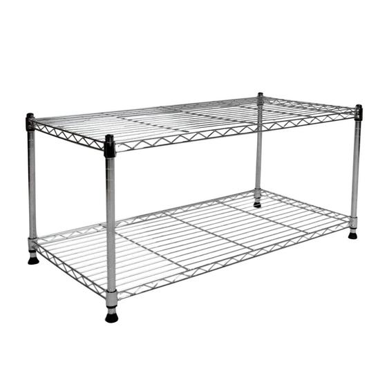 Estante De Aço Cromado Com 2 Prateleiras Ajustáveis Organizadora 48x90x42 Menor preço em Estante De Aço Cromado Com 2 Prateleiras Ajustáveis Organizadora 48x90x42