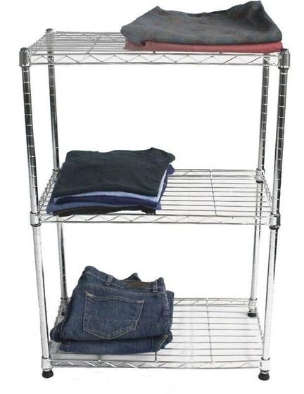 Estante De Aço Cromado Com 3 Prateleiras Rack Aramado 1009 Menor preço em Estante De Aço Cromado Com 3 Prateleiras Rack Aramado 1009