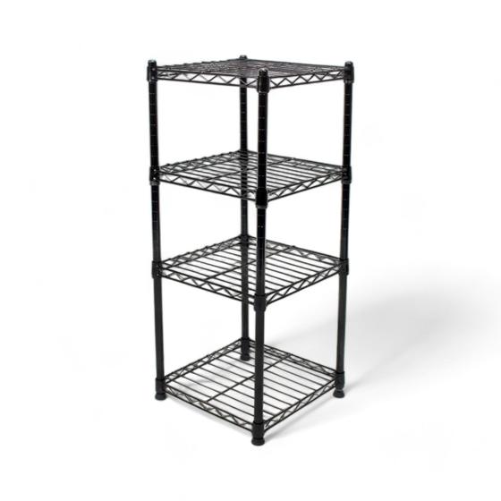 Estante De Aço Preta 4 Andares Prateleiras Ajustáveis Rack Aramado 35x35x85 Menor preço em Estante De Aço Preta 4 Andares Prateleiras Ajustáveis Rack Aramado 35x35x85