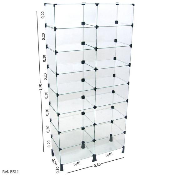 Imagem de Estante de Vidro Modulado - 0,80 x 1,70 x 0,30