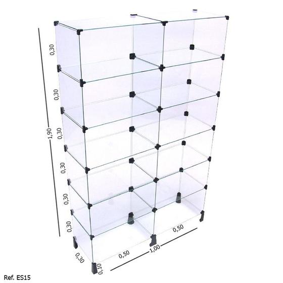 Imagem de Estante de Vidro Modulado - 1,00 x 1,90 x 0,30