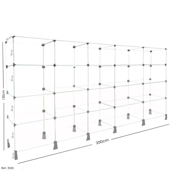 Imagem de Estante de Vidro Modulado - 2,50 x 1,30 x 0,30