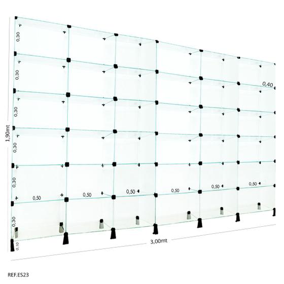 Imagem de Estante de Vidro Modulado - 3,00 x 1,90 x 0,40