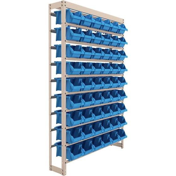 Imagem de Estante Gaveteiro Metálica N5 150x99x27Cm Com 54 Peças 54/5 Azul Worker