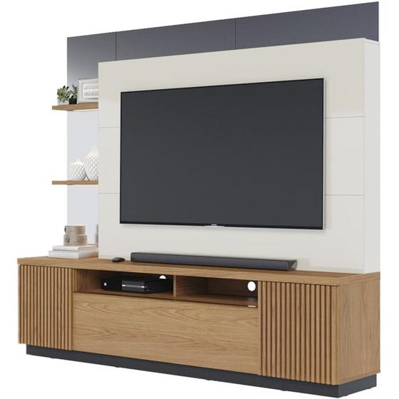 Imagem de Estante Home Para TV 70 Polegadas Niteroi Freijo Off White Preto CLB