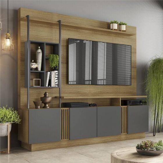 Estante Home para TV até 65 Polegadas Industrial Ripado 4 Portas Fortuna Candian Jcm Móveis Menor preço em Estante Home para TV até 65 Polegadas Industrial Ripado 4 Portas Fortuna Candian Jcm Móveis