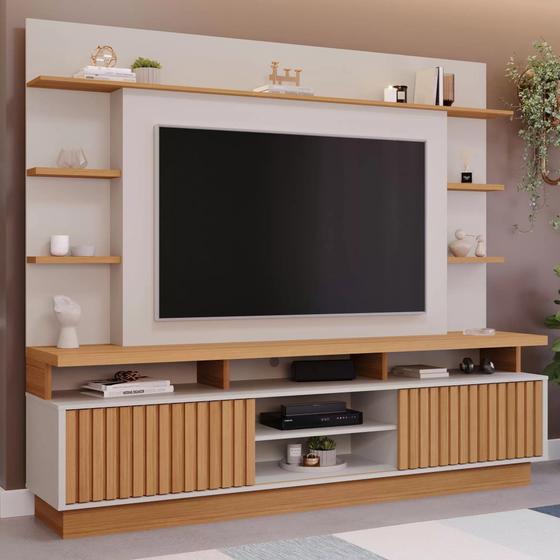 Estante Home para TV até 65 Polegadas Ripado 2 Portas Ravena Yescasa 100% MDF Imagem de Estante Home para TV até 65 Polegadas Ripado 2 Portas Ravena Yescasa 100% MDF