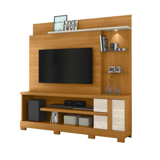Imagem de Estante Home Theater Alan Com Pés p TV até 55 Polegadas Cinamomo e Off White - Madetec