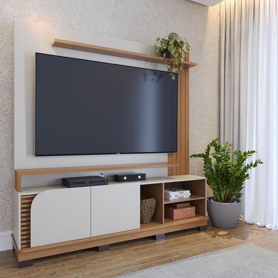 Imagem de Estante Home Theater Ambiente Jurerê 1.8 Off White Matte Freijó  Colibri