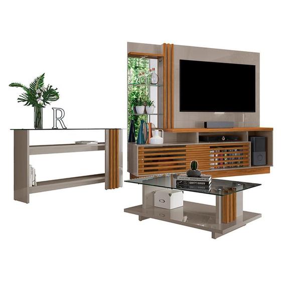 Imagem de Estante Home Theater com Aparador e Mesa de Centro Frizz Plus Fendi Naturale  Madetec