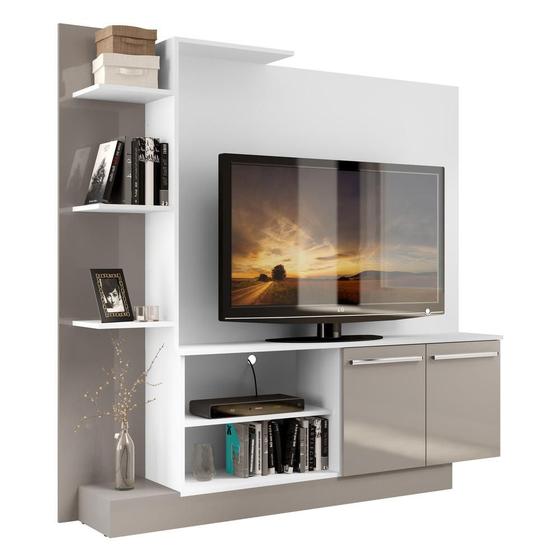 Estante Home Theater com Suporte para TV até 55'' Denver Multimóveis Branco/Lacca Fumê Menor preço em Estante Home Theater com Suporte para TV até 55'' Denver Multimóveis Branco/Lacca Fumê