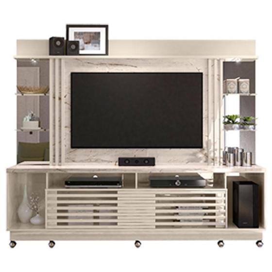 Imagem de Estante Home Theater Frizz Gold com Rodízios Calacata Off White  Madetec