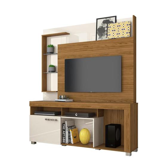 Imagem de Estante Home Theater Icaro para Tv 50 Polegadas Naturale / Off White - Madetec